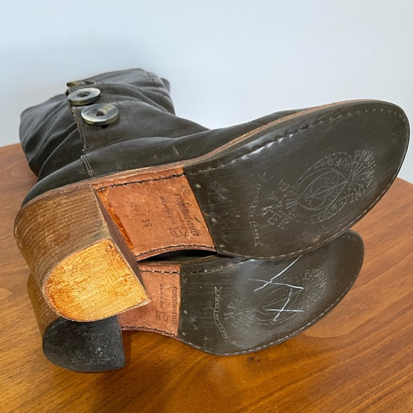 Fiorentini + Baker Brown Button Up Boots Heeled Moto Italy 37 - Picture 4 of 15